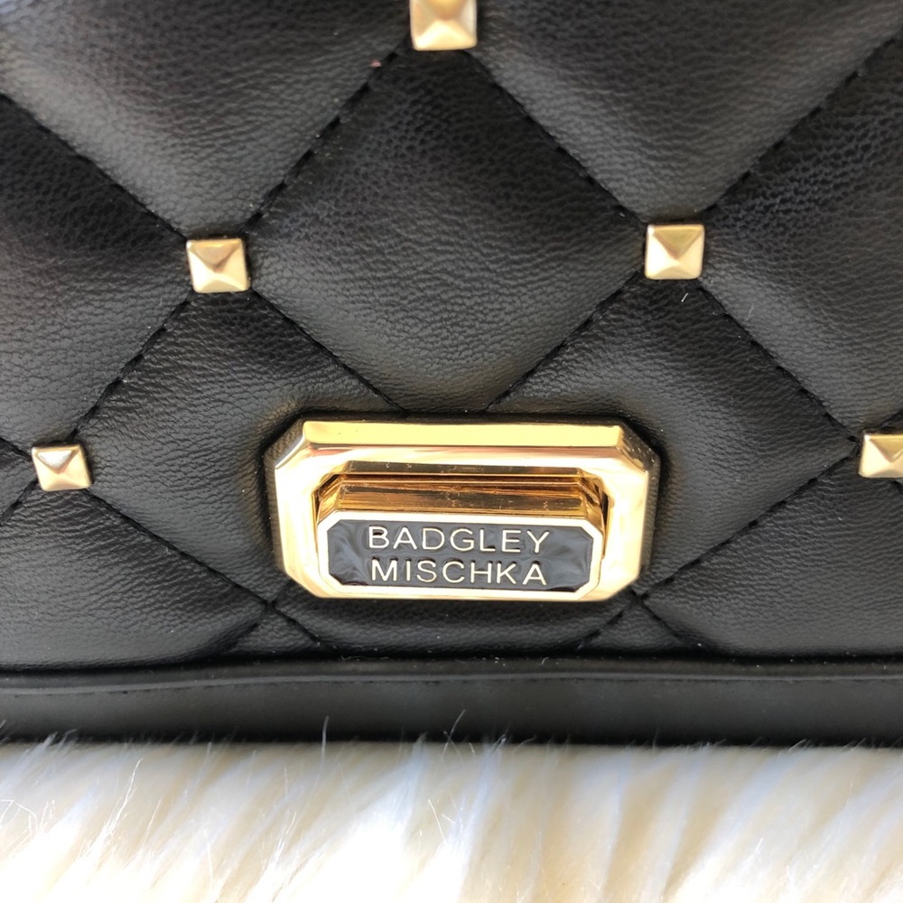 Badgley Mischka Black Studded Vegan Lthr Purse - Picture 3 of 12